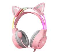Cuffie ONIKUMA X15 PRO cablate USB e jack 3,5 mm gaming rosa con orecchie da gatto