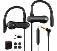 Cuffie over ear cablate da 3,5 mm con ganci per le orecchie e microfono per chormebook, laptop, PC, auricolari sportivi con cavo sopra le orecchie con spina ad angolo retto per Samsung A25 A15 A14