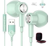 Cuffie PC con microfono, magnetiche leggere cuffie USB per il gioco, cancellazione del rumore, cuffie per computer portatile, con controllo audio, per lo streaming live PS4 Ufficio, Ciano