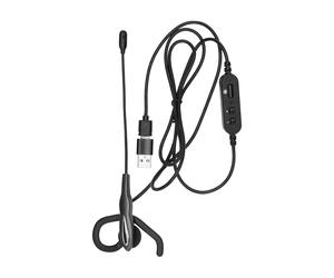 Cuffie PC Intra-auricolari Mono USB-C Adattatore USB-A e Microfono Flessibile