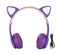 Cuffie per Bambini, Cuffie Bluetooth a Orecchie di Gatto con Limitazione del Volume di 88dB, 7 Colori LED Cuffie Wireless per Bambini sopra L'orecchio per Laptop, PC, TV, Apprendimento Online