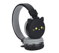 Cuffie per Bambini Professionali, Cuffie Portatili per Bambini con Microfono, Cuffie Stereo per Bambini, Bluetooth 5.0, Cuffie per Cartoni Animati Cablate/Senza Fili, (Piccolo Gatto Nero)