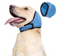 Cuffie per Cani Antirumore Taglia L, Paraorecchie Cane Fascia Elastica Protettiva per Ansia, Rumori Forti, Bagno e Toelettatura, Blu (Circonferenza Testa 45-60cm)