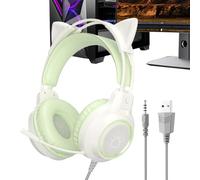 Cuffie per computer cablate con orecchie di gatto, ergonomiche e illuminate, per giocare al PC, per telefonate, studiare video, guardare casa appartamento, ragazze e donne
