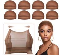 Cuffie per parrucca in nylon elasticizzato per donna - cuffie a rete traspiranti e sicure per parrucche con parte frontale in pizzo, disponibili in nero, beige, marrone scuro (da 5 a 100 pezzi) Poliam