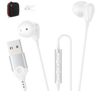 Cuffie per PC con Microfono con Cancellazione del Rumore, Design Binaurale, per laptop/ufficio/lavoro da remoto/Zoom/chat di Teams, compatibili con Windows/Mac/Chrome/Linux/iOS/Android, Bianco