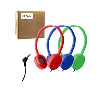 Cuffie per scuola, biblioteca, aula, aereo, ospedale, museo, hotel, palestra, studenti, regolabili, usa e getta, riutilizzabili, comode, compatte e facili da riporre (confezione da 12, blurosso-verde)