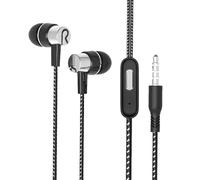 Cuffie per telefoni con cavo: Cuffie con cavo portatile, microfono per auricolaress stereo | interni ad alta fedeltà, musicali per il blocco del rumore per jogging,