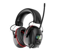 Cuffie radio AM FM con display digitale, tempo di lavoro 120 ore, paraorecchie ricaricabili per protezione dell'udito, riduzione del rumore SNR 30 dB, paraorecchie di sicurezza per falciatura