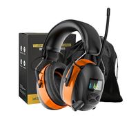 Cuffie radio Bluetooth 6.0 AM/FM, con display digitale, riduzione del rumore 30 SNR, paraorecchie di sicurezza con batteria ricaricabile da 2000 mAh, protezione per le orecchie per falciare il prato