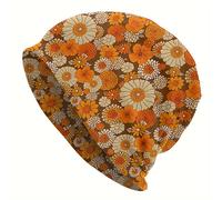 Cuffie Skullies 70S Retro con , Power Flower, Arancioni e Marroni, Cappello Boho , a da Sci Hip Hop Donna