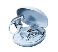 Cuffie sportive senza fili, impermeabili, a prova di sudore, con microfono, per sport, jogging, corsa, guida, ciclismo, escursionismo, uso interno ed esterno, senza orecchie, colore blu, taglia unica