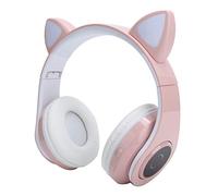 Cuffie stereo 5.0, audio da 3,5 mm Luce LED cablata 5.0 Stereo Surround Sound Cuffie musicali Cat Ear Lighting Cuffie carine Rosa / 2647