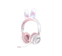 Cuffie stereo pieghevoli KE-01 Rabbit Ear wireless Bluetooth 5.0 compatibili con microfono (bianco/rosa): regalo a sorpresa bianco rosa