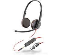 Cuffie stereo Poly Blackwire 3225 USB-C/USB-A/jack da 3,5 mm, nere