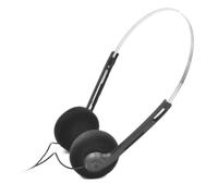 Cuffie stereo sovrauricolari leggere e retrò, con cavo da 3,5 mm, design leggero con cavo, stile vintage anni '80 e '90, per scuola e ufficio, per la maggior parte dei telefoni cellulari, colore: nero