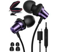 Cuffie stereo USB C con cavo per Samsung S26 Ultra S25 FE S24 Ultra A17, isolamento acustico in-ear tipo C, con controllo del volume per iPhone 17 Pro 17e 16 15 Pixel 9a 10a per iPad A16 10
