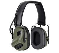 Cuffie tattiche con cancellazione del rumore di quinta generazione, protezione attiva dell'udito per tiro, softair e allenamento, fascia regolabile (52-64 cm), Verde, Taglia unica