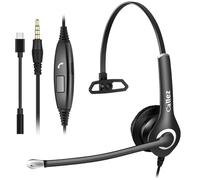 Cuffie Telefono Cellulare 3,5mm con Microfono Cancellazione del Rumore, Auricolare PC USB-C per Computer Laptop iPhone Samsung Smartphone iPad, Business Ufficio Call Center, Zoom Team, Chat Chiare