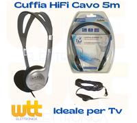 Karma, HP 1097TV cuffia stereo per tv con volume regolabile e cavo da 5 metri, grigio