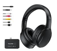 Cuffie TV Wireless per Anziani, 2.4G RF & Bluetooth 5.4 con Trasmettitore 5-in-1 (Uscita Ottiche/Coassiali/RCA/AUX/USB), 5 Modalità EQ, Portata 30m, 20H Autonomia, Cuffie TV Over-Ear Pieghevoli Regalo