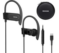 Cuffie USB C cablate per iPhone 15, iPad, Samsung, Google e altri telefoni Android USBC, cuffie di tipo C con gancio over-ear, microfono, controllo del volume e custodia per auricolari per sport,