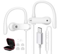 Cuffie USB C con Ganci Auricolari per iPhone 17 Air 16e 5G, In Ear Auricolare Tipo C con Cavo Microfono Stereo per Samsung A55 A36 A55 Galaxy S25 S24 Pixel 9a 10 Mi Poco X7 per Corsa,Palestra,Fitness