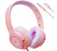 Cuffie USB C, Cuffie per Bambini per La Scuola 3,5mm per Ragazzi e Ragazze, Limite di Volume 94 dB, Cuffi In-Ear Auricolari con Cavo per Adolescenti, Scuola, Viaggi (pink)
