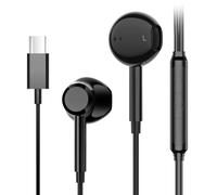 Cuffie USB C nere con cavo per iPhone 17/16/15 Pro Max Plus, auricolari di tipo C per MacBook iPad Pro Air Mini, auricolari per Samsung, Google Pixel, controllo microfono, volume, musica