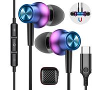 Cuffie USB C per Galaxy A36 A56 A17 A34 5G A54 Samsung A55 A35 S24 S25 Magnetico Stereo Auricolari Tipo C con Filo Mic Cancellazione Rumore In Ear per iPhone 17 16e 15 Pixel 9 8a OnePlus 13 Xiaomi Pad