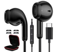 Cuffie USB C per Samsung Galaxy S25 Ultra S24 S23 S22 A56 A16 A55 Auricolari Type C con Microfono Hi-Fi Stereo Cuffie Tipo C In-Ear con Filo Auricolari per iPhone 17 Pro Max 16 15 iPad per Xiomi Nero