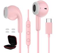 Cuffie USB C per Samsung Galaxy S25 Ultra S24 S23 S22 A56 A16 A55 Auricolari Type C con Microfono Hi-Fi Stereo Cuffie Tipo C In-Ear con Filo Auricolari per iPhone 17 Pro Max 16 15 iPad per Xiomi Rosa