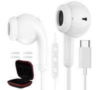 Cuffie USB C per Samsung Galaxy S25 Ultra S24 S23 S22 A56 A16 A55 Auricolari Type C con Microfono Hi-Fi Stereo Cuffie Tipo C In-Ear con Filo Auricolari per iPhone 16 15 Pro Max iPad per Xiomi Bianco