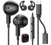 Cuffie USB C semi-intrauricolari cablate con adattatore per caricabatterie USBC, auricolari magnetici 2 in 1 di tipo C, auricolari di tipo C, senza grovigli, per iPhone 15, 16, 17 Pro Max, per Galaxy
