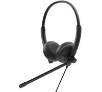 Dell Cuffie cablate WH125 - USB-A Plug & Play, design on-ear con cuscinetti, microfono boom rotante a 270°, controlli volume e mute inline, cavo 2.1m, peso leggero 125g - Nero