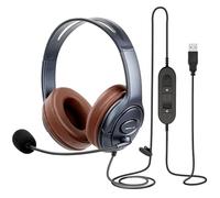 Cuffie USB con microfono a cancellazione del rumore, con controller in linea per il riconoscimento vocale drago, comode cuffie per PC, per scuola, bambini, ufficio, chat, zoom, chiamate e giochi