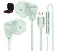 Cuffie USB con microfono per laptop, auricolari USB-A da 2,3 m per PS5, auricolari stereo HiFi con cavo, auricolari semi-in-ear con controllo del volume audio muto, per computer portatili Lenovo,