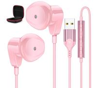 Cuffie USB con microfono per laptop, auricolari USB-A da 2,3 m per PS5, auricolari stereo HiFi con cavo, auricolari semi-in-ear con controllo del volume audio muto, per computer portatili Lenovo,