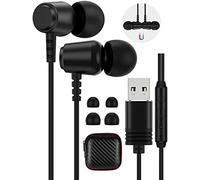 Cuffie USB con microfono per PC, Magnetic In-Ear Noise Canceling Cuffie PC Cuffie Computer Cuffie con Controllo Volume per Laptop Desktop Chromebook PS4 PS5 Gaming Office Live Broadcast Skype