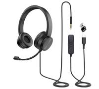 Cuffie USB con microfono stereo antirumore per call center, ufficio, teleconferenze, chat Skype