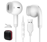 Cuffie USB per Computer PC Gaming 2,3M Cuffie con Filo Microfono e Controllo Volume Stereo HiFi Cancellazione del Rumore In Ear Auricolari USB per PS5 Laotop Mac Chromebook per Ufficio Musica Bianco