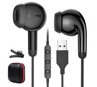 Cuffie USB per Computer PC Gaming 2,3M Cuffie con Filo Microfono e Controllo Volume Stereo HiFi Cancellazione del Rumore In Ear Auricolari USB per PS5 Laotop Mac Chromebook per Ufficio Musica Nero
