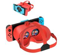 Cuffie VR per Nintendo Switch OLED & Switch - Lenti e fascia HD regolabili, comodi occhiali 3D per Zelda, Mario Odyssey, Smash Bros VR Gaming (Rosso)