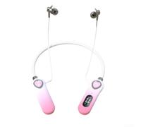 Cuffie wireless 5.3 con archetto da collo con lunga durata della batteria, doppia connessione LED, elegante auricolare multi-utente, supporto sportivo design (rosa fiorito)