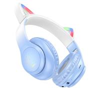 Cuffie Wireless Batteria 400mAh 10h BT5.3 TF AUX Hoco W42 Cat Ears Blu