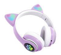 Cuffie wireless con orecchie da gatto per bambini, goditi la modalità Bluetooth e cablata con compatibilità universale, offrendo un ascolto sicuro