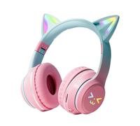 Cuffie wireless con orecchie di gatto, per bambini, luce LED a colori sfumati, microfono integrato, per casa, scuola, adolescenti, ragazze, ragazzi, videogiochi, studio, intrattenimento, musica