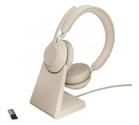 Cuffie wireless Jabra Evolve2 65 beige + supporto di ricarica USB