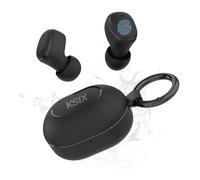KSIX Neutron - Auricolari wireless, True Wireless Stereo, pulsante multifunzione, chiamate, assistente vocale, custodia di ricarica con moschettone, autonomia 4h+16h, USB-C, IPX4, impermeabile, nero