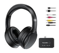 Cuffie Wireless per Guardare la TV, Doppia Modalità Bluetooth e 2.4G con Trasmettitore, Bassa Latenza 5 Preset EQ, Microfono Integrato per Dialogo Chiaro, Compatibile con Uscite Ottiche/Coassiali/AUX